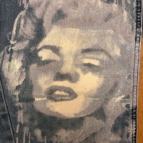 Violet & Pink Artistic Jeans Lavender Rose Striped Marilyn Monroe Unique Rare - Picture 3 of 11